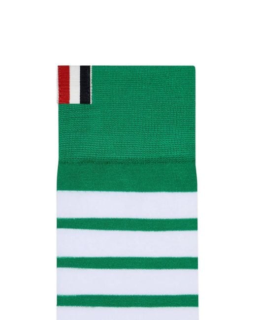 Thom Browne Green Four-Bar Socks for men