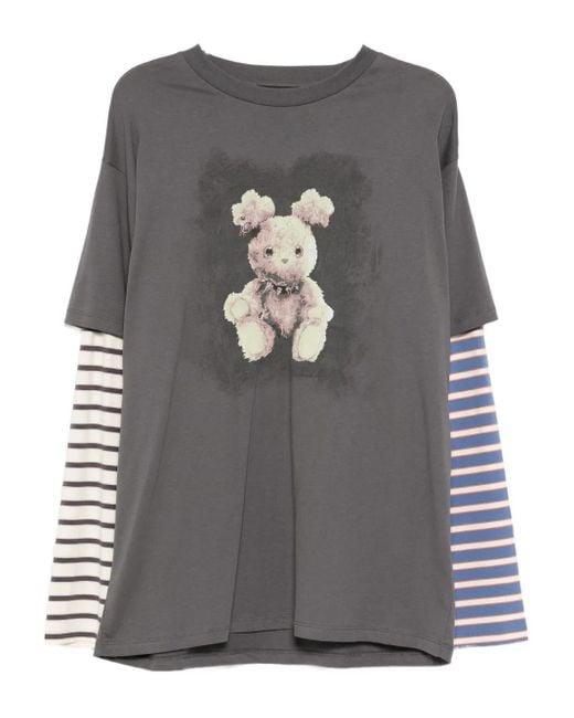 Mini Cream T-Shirt Met Grafische Print in het Gray