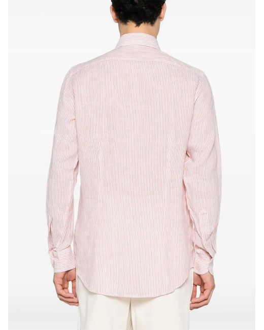 Dell'Oglio Pink Chemise Rayée En Lin for men