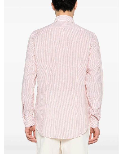 Chemise Rayée En Lin Dell'Oglio pour homme en coloris Pink