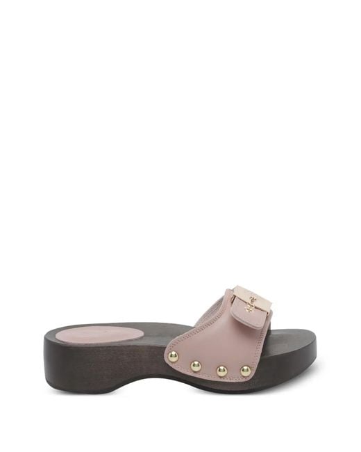 Scholl Gray Pescura Heel Sr Leather Sandals