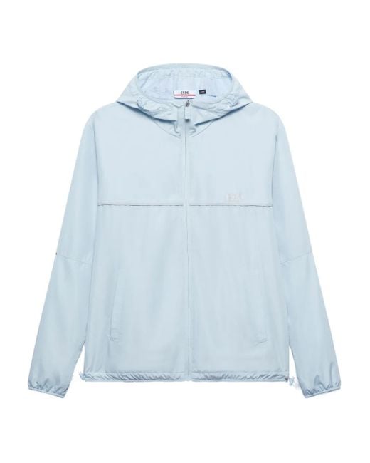 Gcds Blue Logo-Appliqué Windbreaker Jacket for men