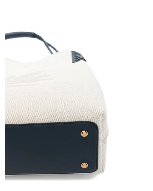 Etro White Small Canvas Libra Tote Bag