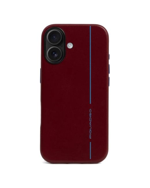 Piquadro Red Magsafe Leather Phone Cover Iphone 17