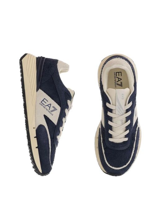 EA7 Blue Otg Low-Top Leather Sneakers for men