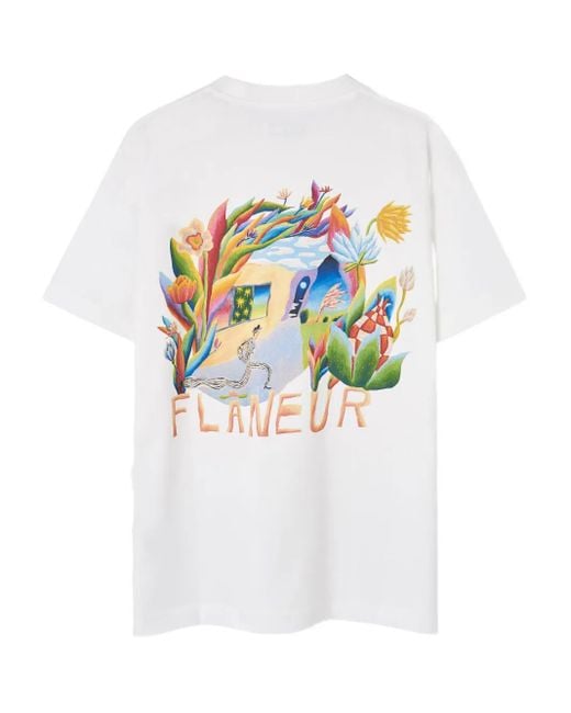 flâneur White Logo-Print T-Shirt for men