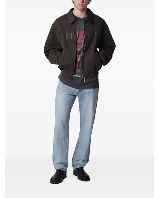 Represent Black Roscoe Logo-Appliqué Bomber Jacket for men