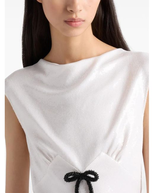 Prada White Sequined Midi Dress