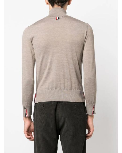 Thom Browne Gray Fine Knit Roll-Neck Jumper for men