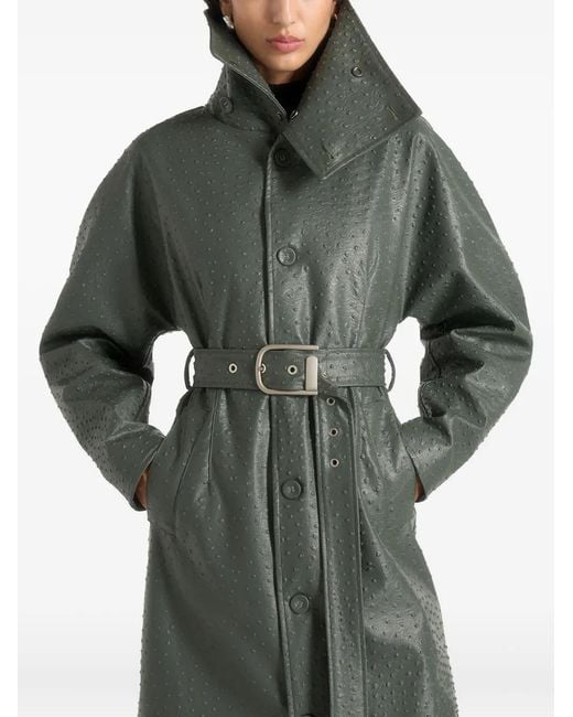 Manière De Voir Gray Leyna Ostrich Hourglass Belted Coat