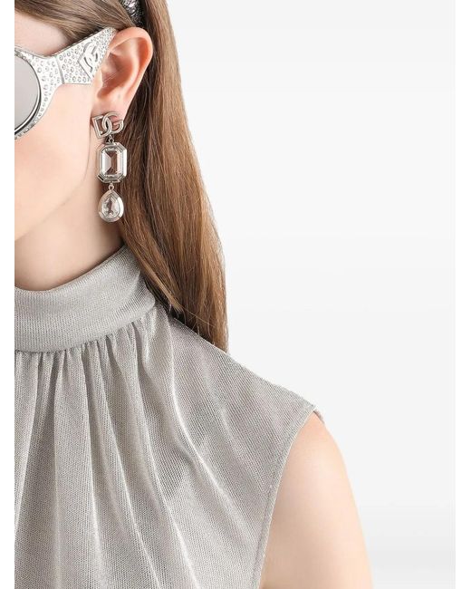 Dolce & Gabbana White Drop Logo Earrings