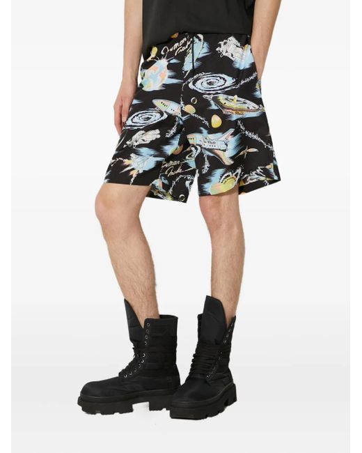 Human Made Black Space-Print Shorts for men