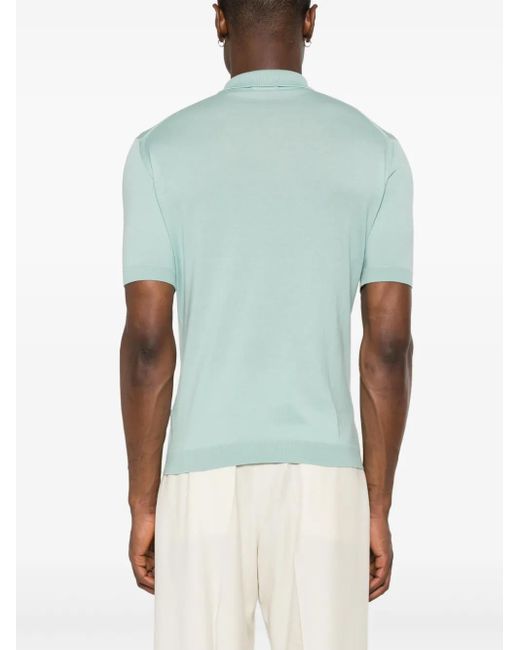 John Smedley Green Adrian Fine-Knit Polo Shirt for men