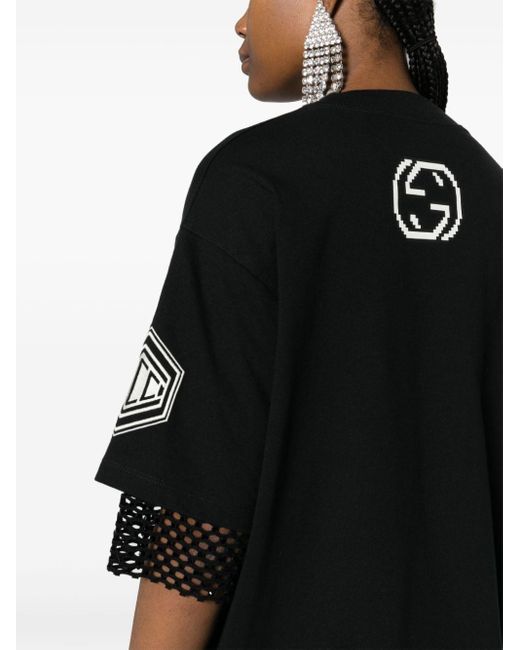 Gucci Black T-Shirt mit Strassverzierung