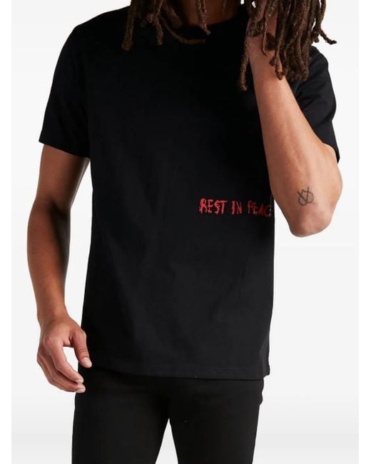 RTA Black Liam Rip Cross T-Shirt for men