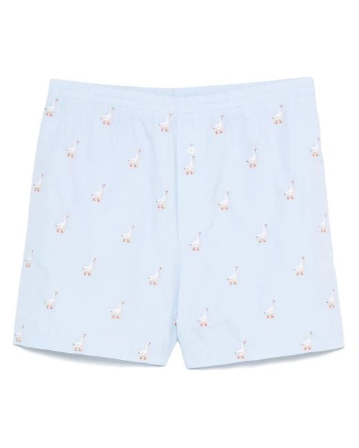 Moschino Blue Duck-Embroidered Shorts for men