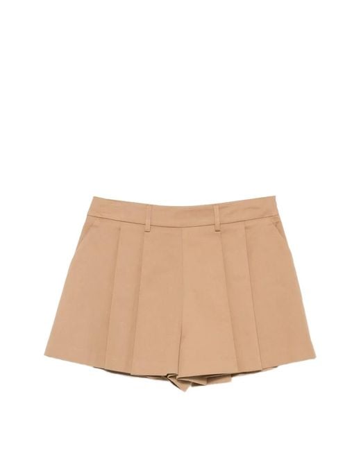 NINA 14.7 Natural Belt-Loop Pleated Shorts