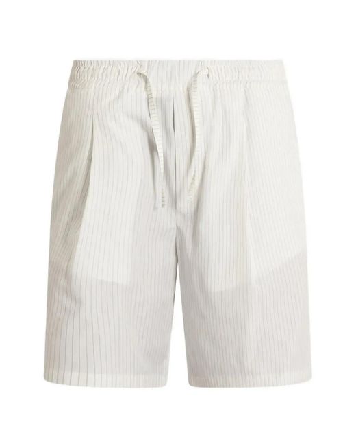 Low Brand White Pinstripe-Pattern Drawstring Shorts for men