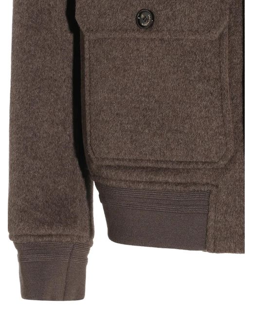 Montecore Brown Button-Fastening Cashmere Jacket for men
