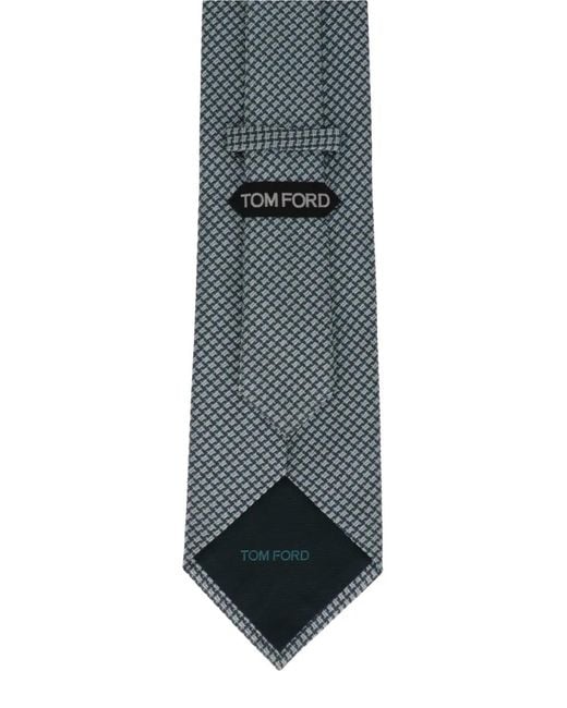 Tom Ford Blue Geometric-Pattern Tie for men