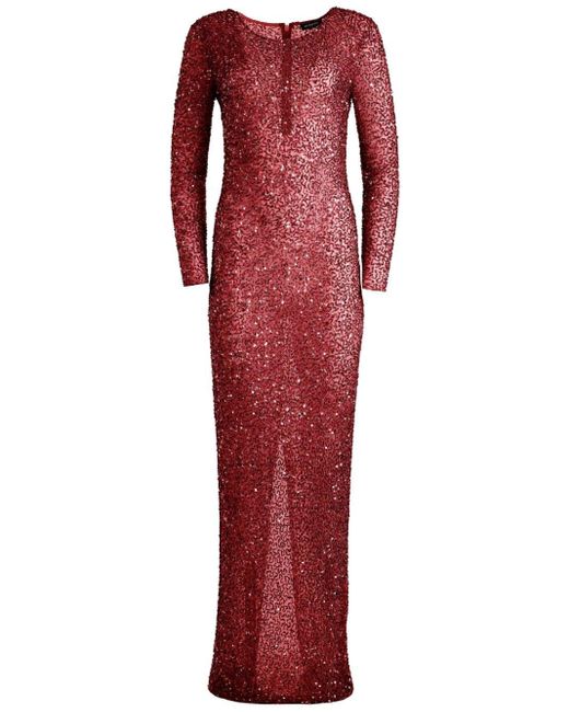retroféte Red Heidi Sequin Long-sleeve Dress