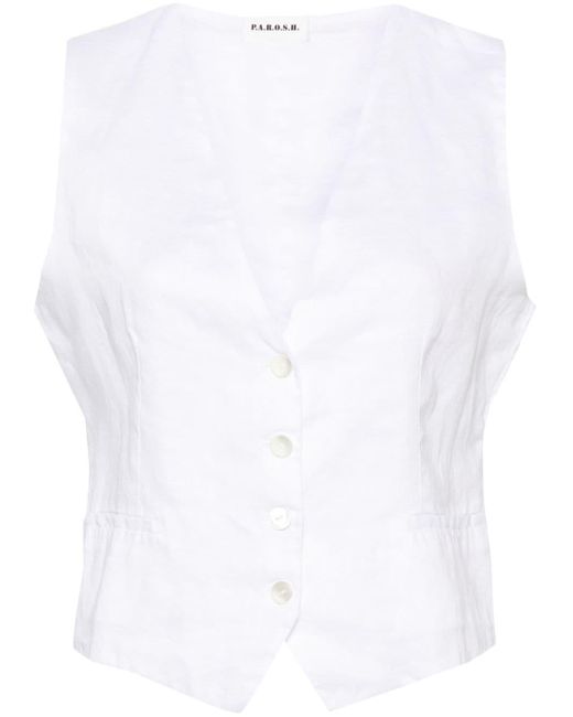 Button-up linen gilet di P.A.R.O.S.H. in White