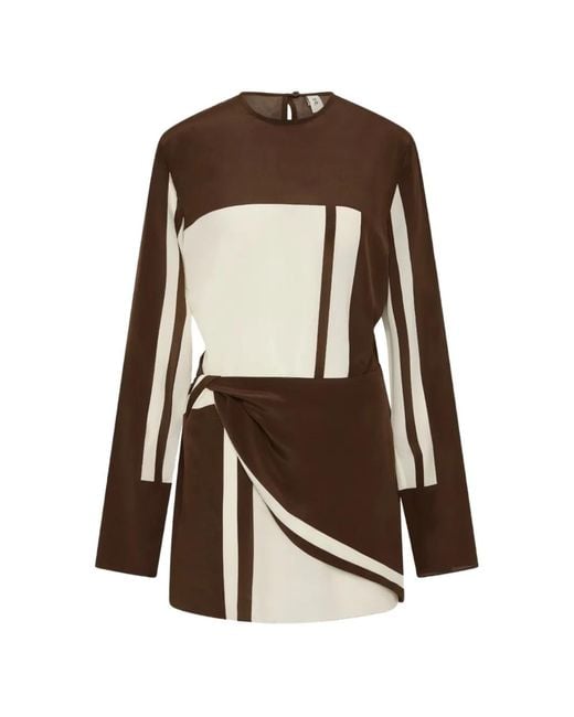 Sir Brown Colour-block-design Mini Dress
