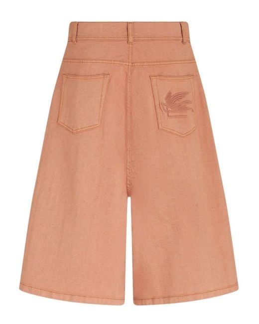 Pantalones vaqueros cortos con diseño ancho Etro de hombre de color Orange