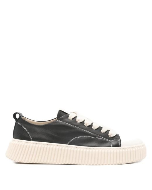 Rhun Black Contrast-Stitching Sneakers for men