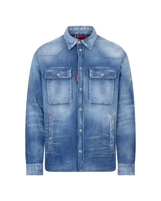 DSquared² Blue Medium Puffy Overshirt for men