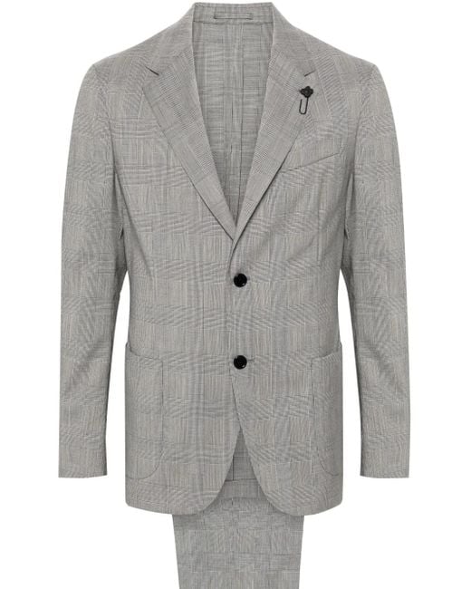Lardini Gray Prince-Of-Wales-Check Wool Suit for men