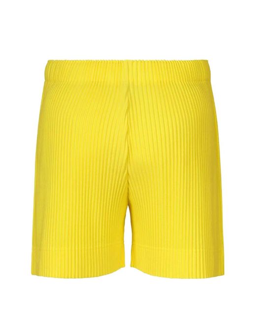 Homme Plissé Issey Miyake Yellow Colorful Pleats Plissé-Effect Shorts for men