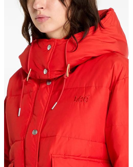 Lee Jeans Red Padded Hooded Jacket