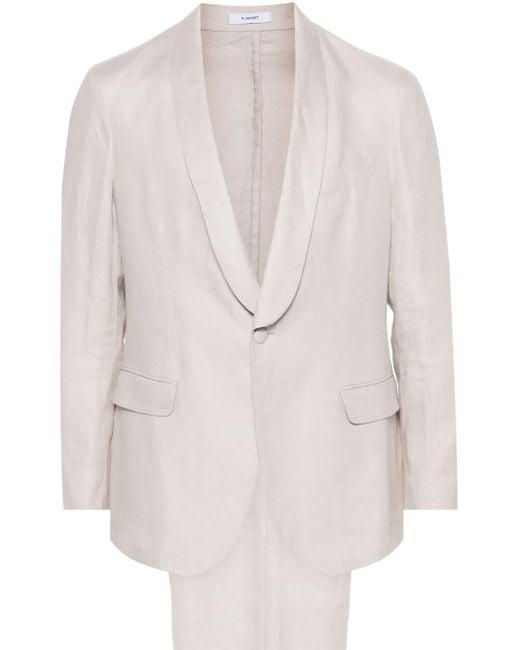 Boglioli White Single-Breasted Linen Suit for men