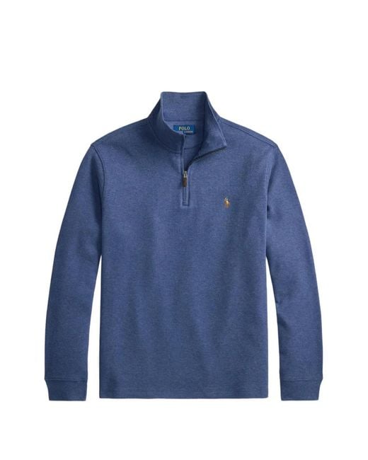 Polo Ralph Lauren Blue Estate-Rib Quarter-Zip Sweater for men