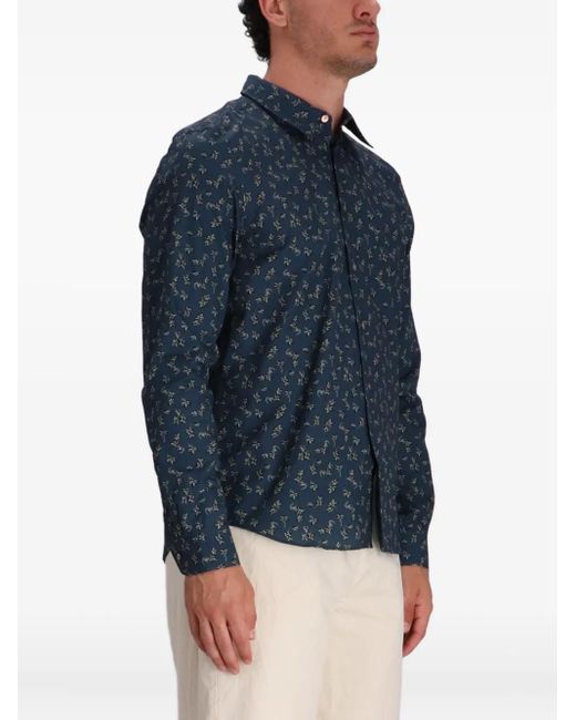 Paul Smith Blue All-Over Print Cotton Shirt for men