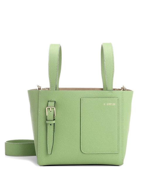 Valextra Green Mini Leather Bucket Bag