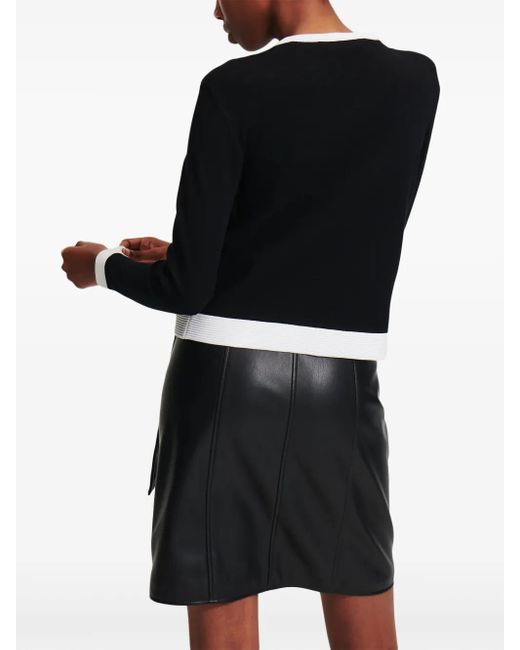 Karl Lagerfeld Black Contrasting-Trim Cardigan