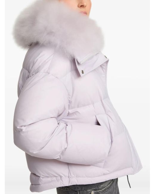 Yves Salomon Pink Removable-Collar Puffer Jacket