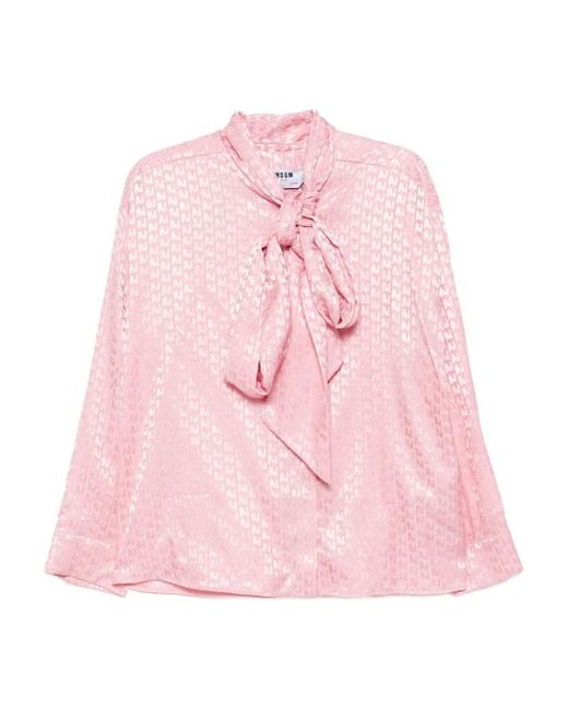 MSGM Pink Pussy-Bow Shirt
