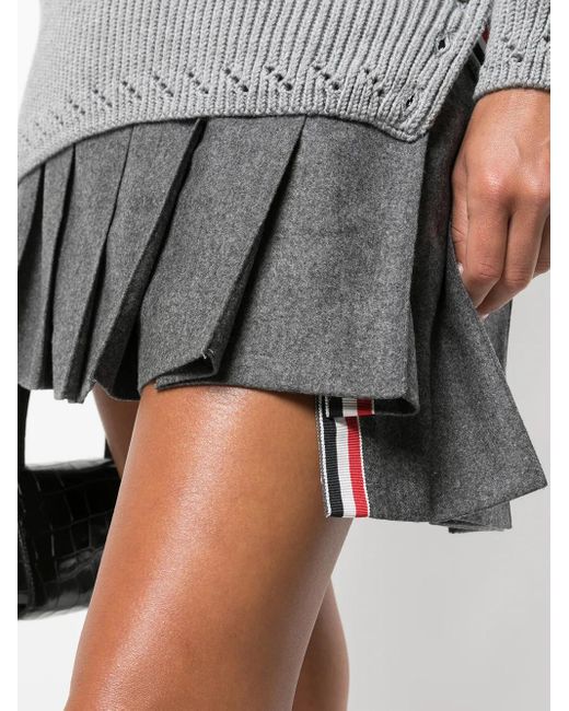 Thom Browne Gestreepte Plooirok in het Gray