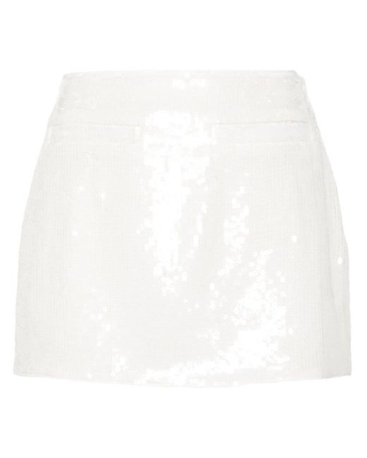 Theory White Sequined Mid-rise Miniskirt