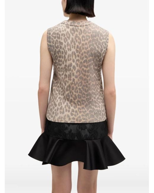 Ganni Gray Crew Neck Vest With Graphic Print