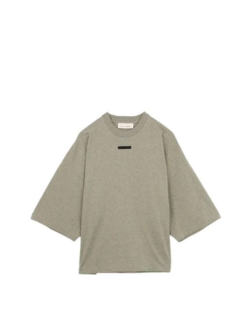 Essentials White Logo-Patch T-Shirt for men