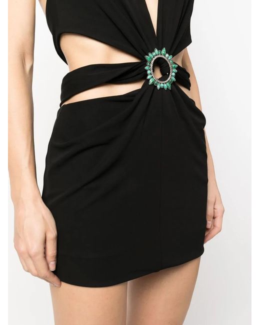 Roberto Cavalli Black Ring-Embellished Mini Dress