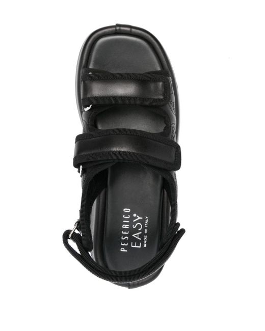 Sandales en cuir à logo embossé Peserico en coloris Black