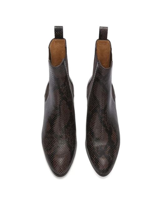 Odissi Black Ella Python-Effect Pull-Tab Bootie
