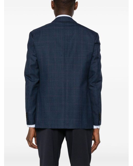 Canali Blue Checked Wool Blazer for men