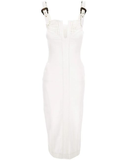 Versace Jeans Couture White Buckle-Detail Dress