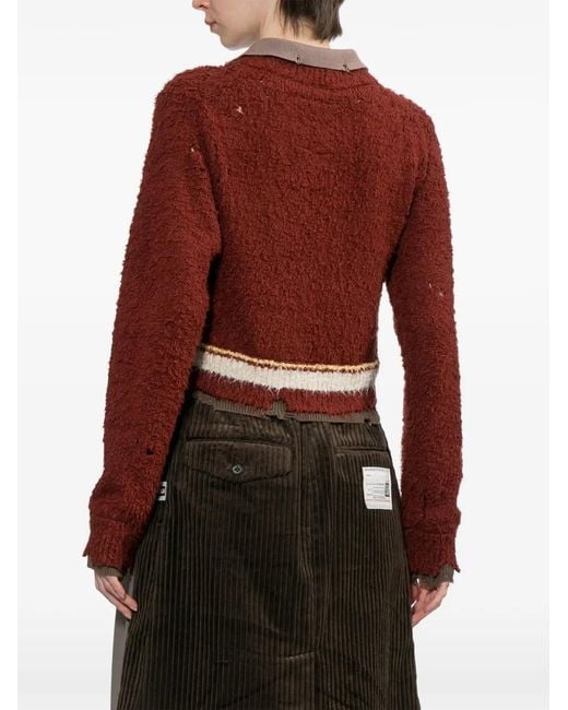 Maison Mihara Yasuhiro Red Distressed Jumper